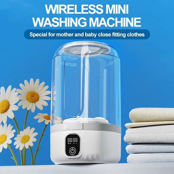 CleanGo™ Wireless Mini Washer – Portable Washing Machine with LED Display & 4000mAh Battery