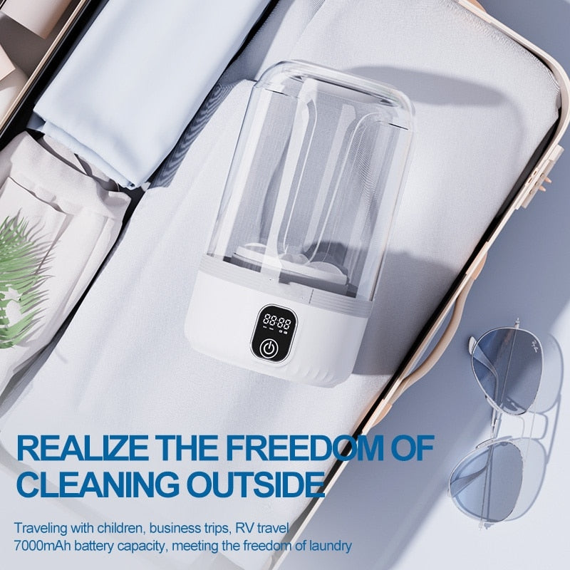 CleanGo™ Wireless Mini Washer – Portable Washing Machine with LED Display & 4000mAh Battery