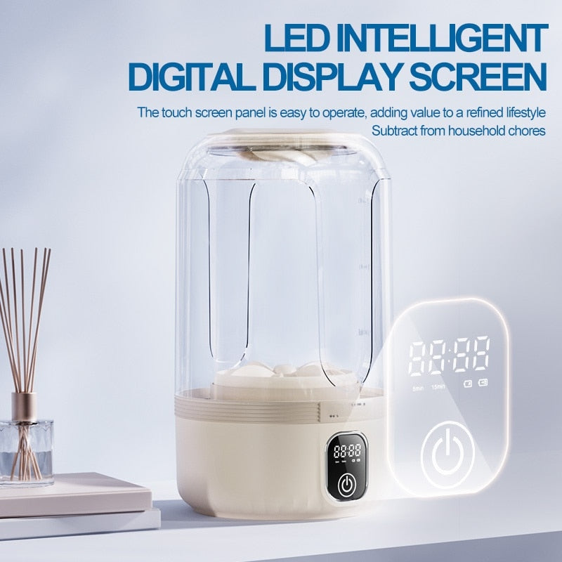 CleanGo™ Wireless Mini Washer – Portable Washing Machine with LED Display & 4000mAh Battery