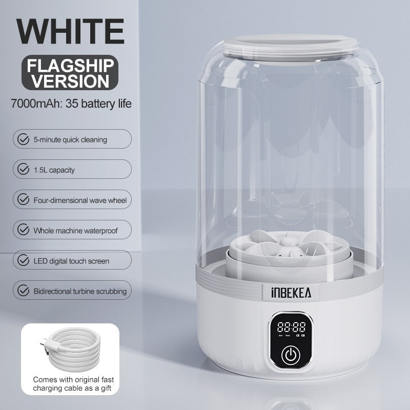 CleanGo™ Wireless Mini Washer – Portable Washing Machine with LED Display & 4000mAh Battery